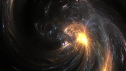 energievoll hell strahlender Stern im Universum, Weltall, Galaxie, funkeln, Sonne, Glühen, Glitzer, Cosmos, Wissenschaft, Forschung, Technik, Science Fiction, goldgelb, schwarz
