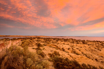Coastal landscape in Peninsula Valdes at dusk, World Heritage Site, Patagonia Argentina
