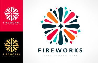 fireworks and stars logo vector design