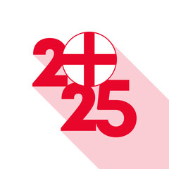 2025 banner with England flag inside. Vector illustration.