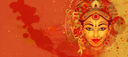 Vibrant illustration of Goddess Durga for Navratri celebration