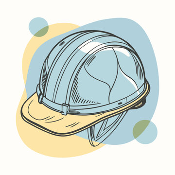 recommend clip art: Safety helmet vector silhouette line art