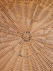 Woven wood pattern. Basket Weave. Brown handmade wicker basket textured detail. Weave pattern rattan background handmade.