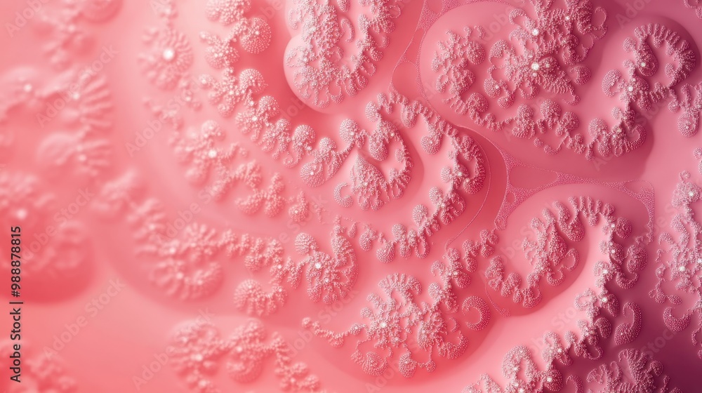 Poster mesmerizing, abstract pattern of intricate, swirling pink shapes with a gradient effect