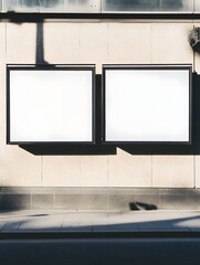 Billboard on the background of a wall on the street. blank advertising banner mockup. City horizontal ad.