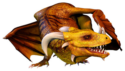 3D Rendering Fairy Tale Dragon on White