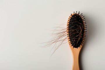 hair brush with a bunch of hair on it, hair loss problem