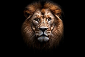Naklejka premium Close-up Portrait of a Majestic Lion