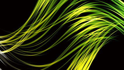 luxury abstract glowing green line shape on a dark background