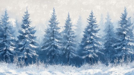 Snowy fir trees in a winter landscape