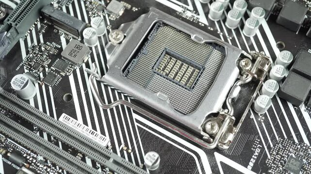 Close-up of the Motherboard With Other System Components.