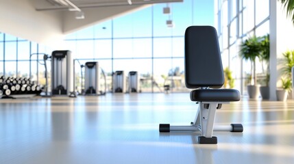 Modern Gym with Exercise Equipment and Bench