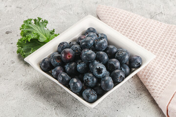 Sweet ripe blueberry on the bowl