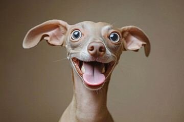 A funny animal making a silly face or pose, standing on a neutral background