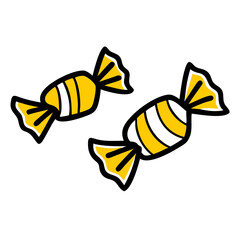 Candy Icon, Yellow and Black, Wrapped Holiday Sweets