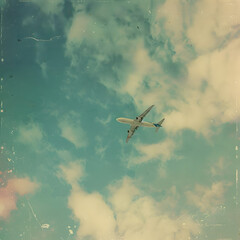 Fototapeta premium Aesthetic Aerial Image of Airplane from sky