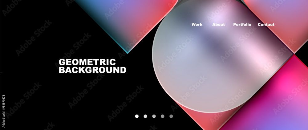 Poster bright colorful squares with round elements minimal geometric background. vector illustration for wa