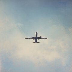 Fototapeta premium Aesthetic Aerial Image of Airplane from sky