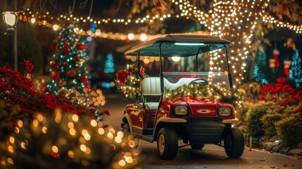 Christmas decoration with golf car on December