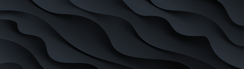 Abstract wave black banner with layered shapes. Vector  illustration.