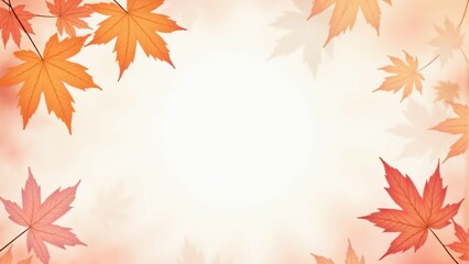 Obraz premium カエデ・紅葉した赤・緑・紫・オレンジの葉が白い背景の上に散らばって敷き詰められている水彩画風の手書き風のイラスト A hand-drawn watercolor-style illustration of maple leaves in red, green, purple, and orange autumn colors scattered and spread across a white 