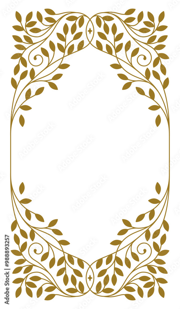 Poster Vector design element and illustration in simple linear style - boho arch logo design element and frame for social media stories and posts, square border with ornament and copy space for text