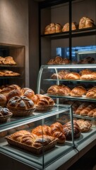 A bakery with many different types of bread on display