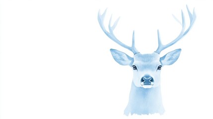 watercolor blue deer, hand-drawn indigo deer