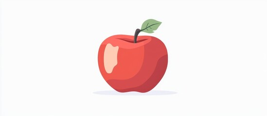 Obraz premium Minimalistic illustration of a red apple against a white background in flat design style