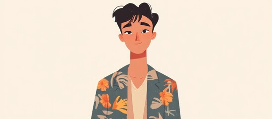 Charming flat illustration of an Asian man Adorable design