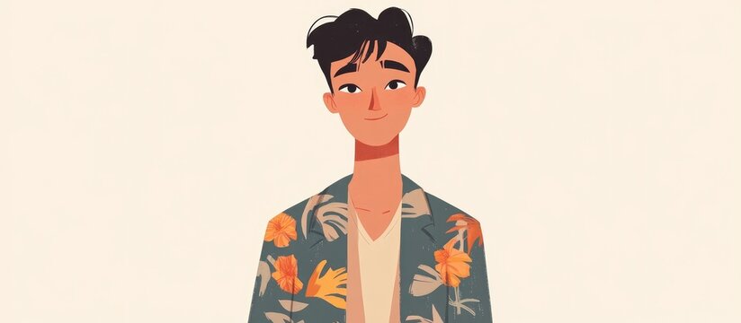 Charming flat illustration of an Asian man Adorable design