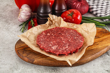 Raw beef burger cutlet minced meat