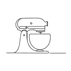 Stand mixer. Icon. Vector drawing. One line art. A simple drawing of a continuous line of a kitchen electric appliance. 
