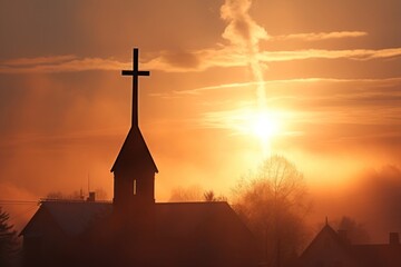 Obraz premium Church Steeple Cross cross outdoors steeple.