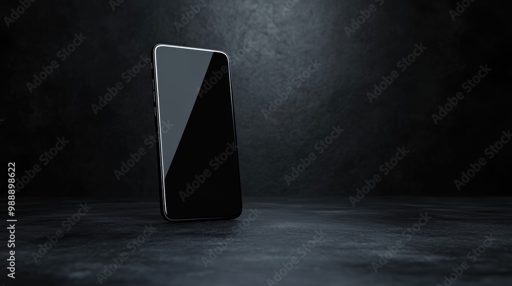 Aufkleber realistic smartphone displayed against a black backdrop showcasing a minimalist concept 3d rendering