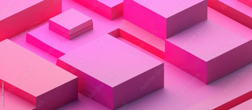 Poster vibrant magenta and neon pink 3d render showcasing a minimalistic modern flat lay product display fe