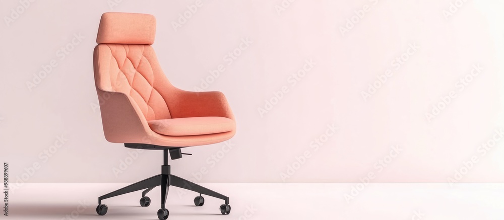 Poster Modern office chair in side view showcasing stylish design displayed in isolation against a white background created through 3D rendering