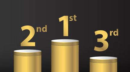 1st 2nd 3rd Place Gold podium with green background Illustration