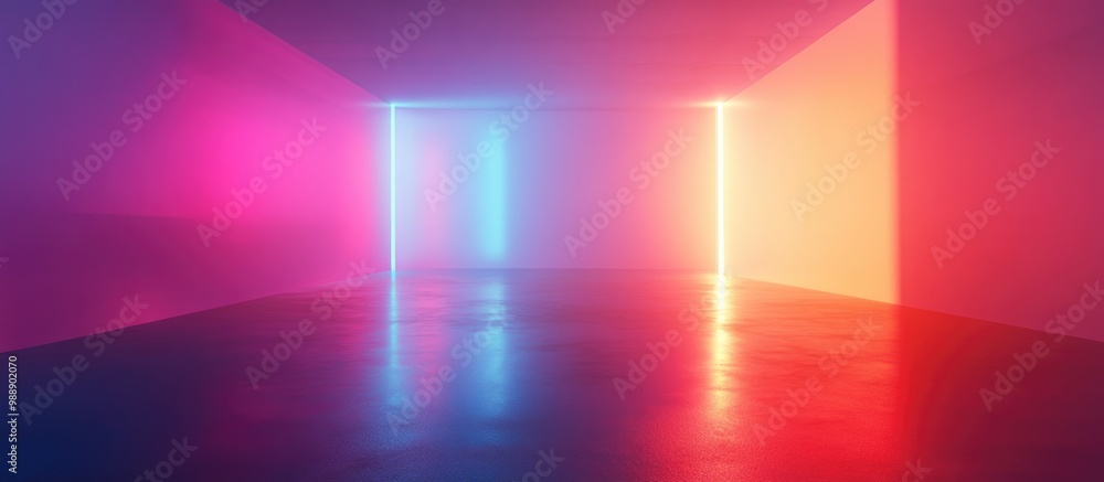 Poster illuminated empty space 3d rendering digital illustration