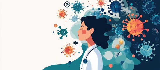 Medical health banner featuring a doctor s illustration and health symbols promoting cleanliness and wellness to prevent epidemics and viruses suitable for web and social media use