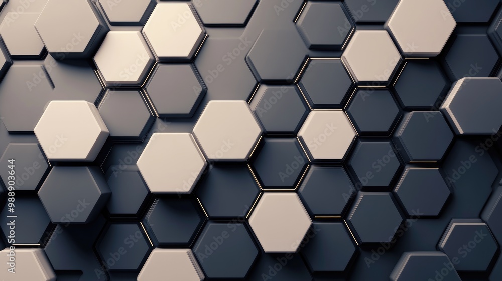 Poster abstract hexagonal tile background in a 3d illustration
