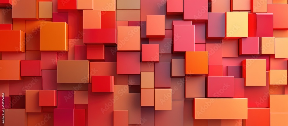 Aufkleber 3d rendering featuring a flat background of red and orange squares