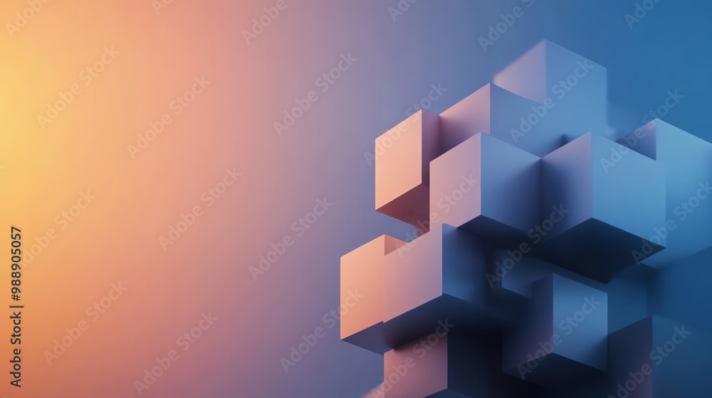 Poster abstract geometric shapes with warm and cool color gradients.