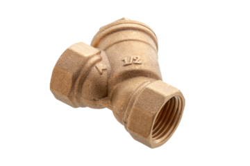 coarse water filter for plumbing works, material - brass, cut out.