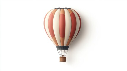 Fototapeta premium Abstract hot air balloon design with minimal details, floating on white background.