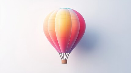 Naklejka premium Abstract hot air balloon design with minimal details, floating on white background.