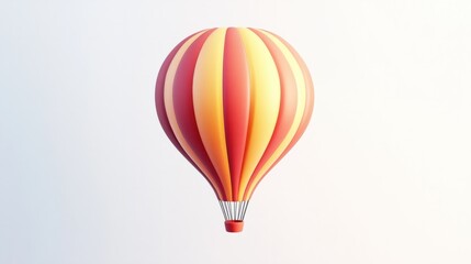 Fototapeta premium Abstract hot air balloon design with minimal details, floating on white background.