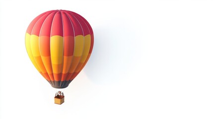 Abstract hot air balloon in a minimalist style, isolated on white background.