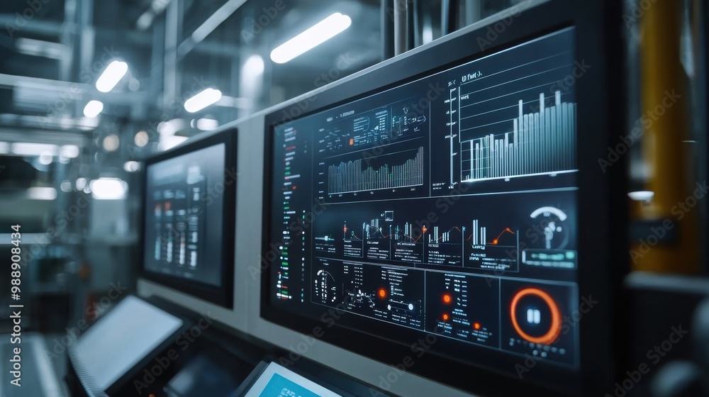 Poster advanced industrial control panel and data monitoring