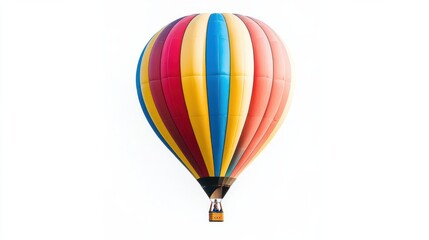 Naklejka premium Detailed side view of a single hot air balloon, bold and colorful, floating on white.